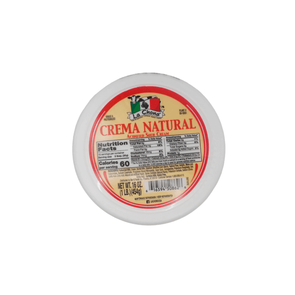 La Chona Crema Natural 16 oz