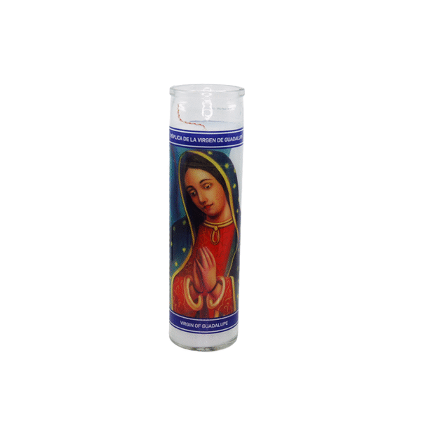Veladora Replica Virgen de Guadalupe Blanca